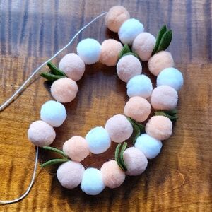 Peach and White Pom Pom Garland for Kids